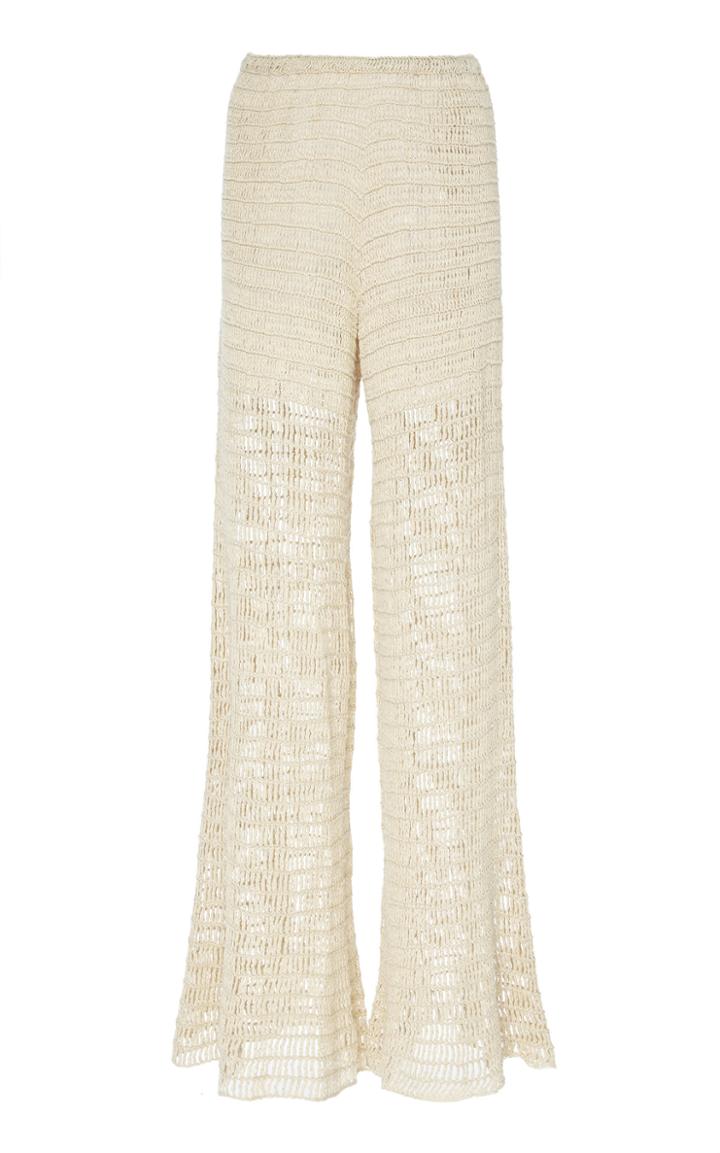 Moda Operandi Tuinch Cotton Open-knit Flared Pants Size: L