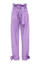 Attico Belted Straight-leg Leather Pants