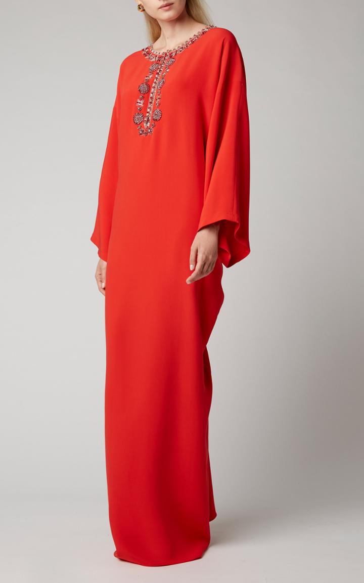 Carolina Herrera Embroidered Silk Caftan