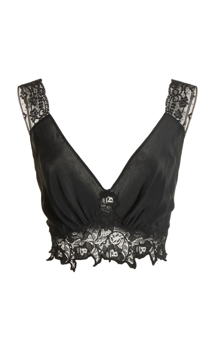 Moda Operandi Paco Rabanne Lace-trimmed Satin Cropped Top