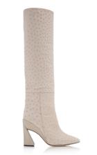 Salvatore Ferragamo Aneta Ostritch Leather Knee-high Boots