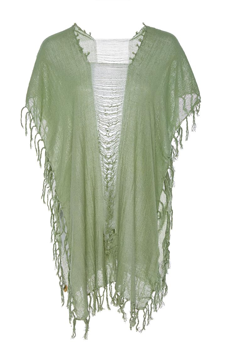 Caravana Tulum Ak Kin Frayed Cap Sleeve Tunic
