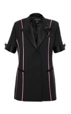 Moda Operandi Mach & Mach Black Blazer Dress With Pink Lines