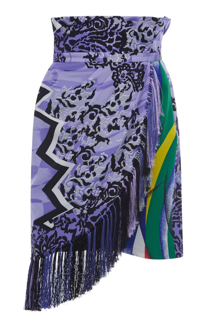 Versace Fringed Crepe De Chine Skirt