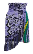 Versace Fringed Crepe De Chine Skirt