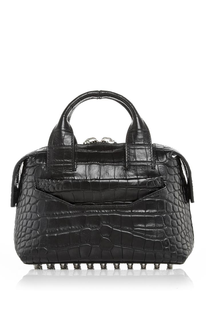Alexander Wang Rogue Small Satchel Black Matte Crocodile Embossed Leather