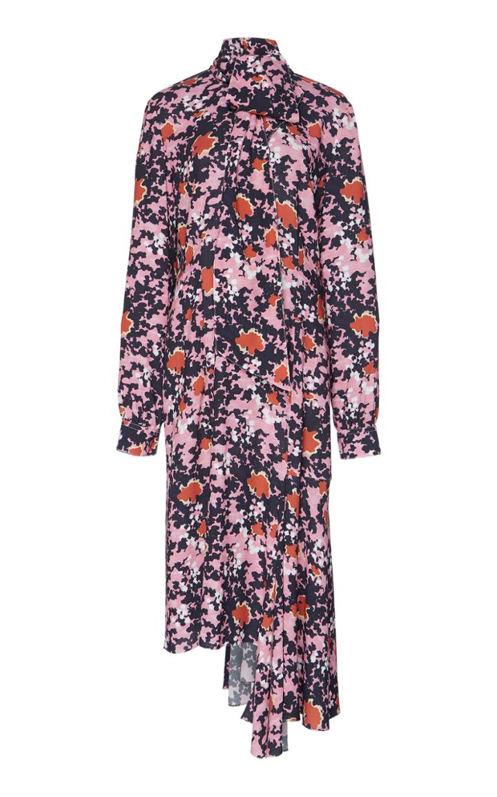 Marni Asymmetric Floral Midi Dress
