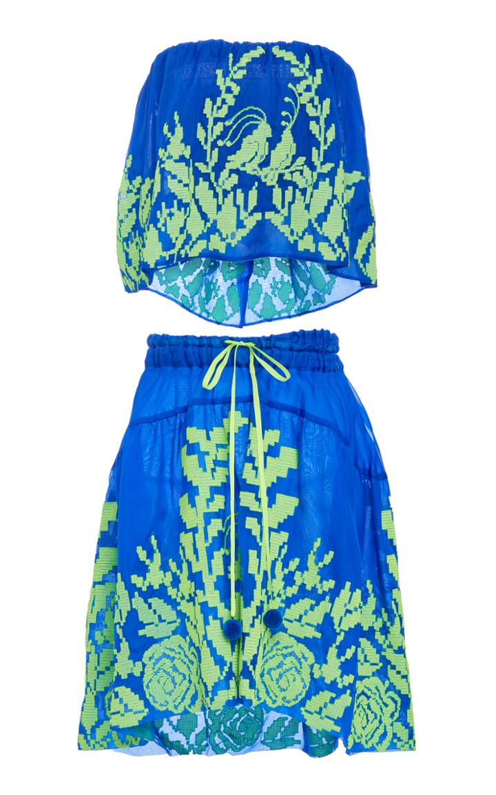 Yuliya Magdych Paradise Birds Organza Top And Skirt Set