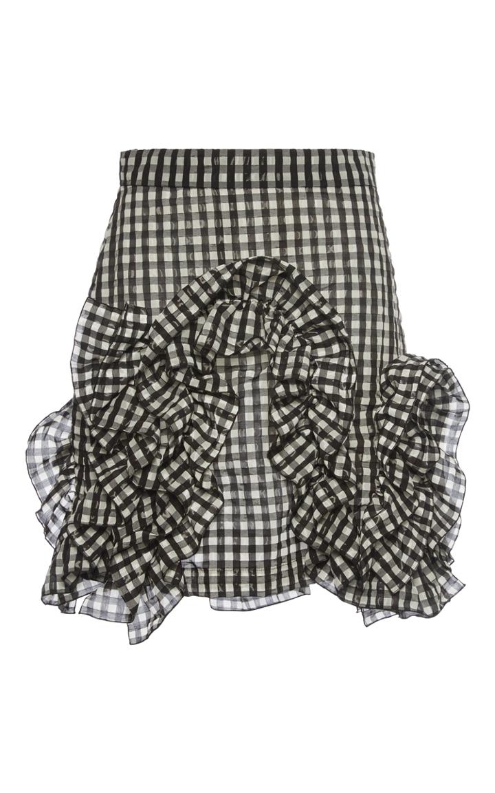 Msgm Gingham Ruffle Mini Skirt