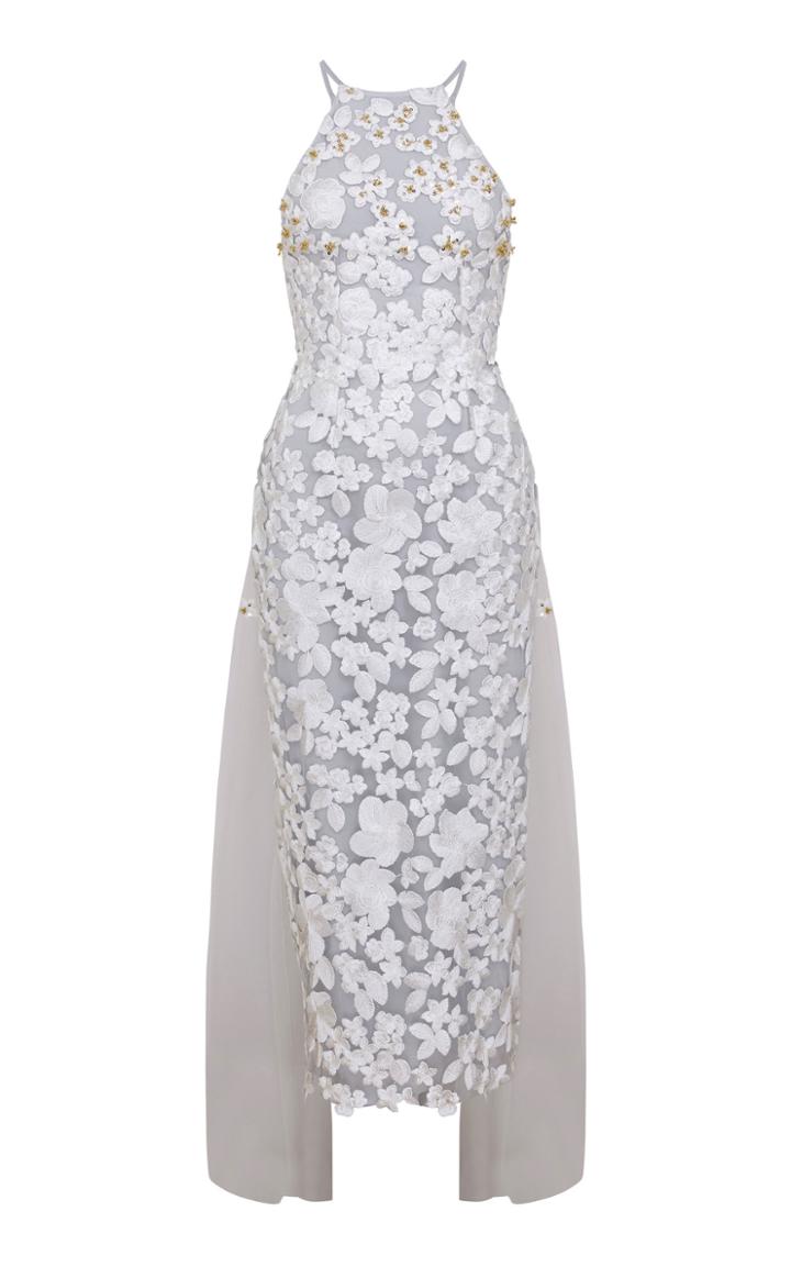 Razan Alazzouni Embroidered Halter Gown With Train