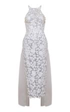 Razan Alazzouni Embroidered Halter Gown With Train