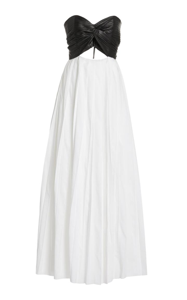Moda Operandi Gabriela Hearst Greil Upcycled Leather & Woven Cotton Maxi Dress
