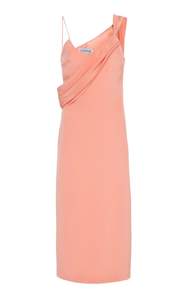 Cushnie Asymmetric Draped Silk Dress