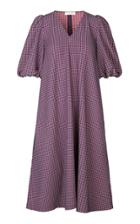 Moda Operandi Stine Goya Mavelin Puff-sleeve Checked Jacquard Midi Dress
