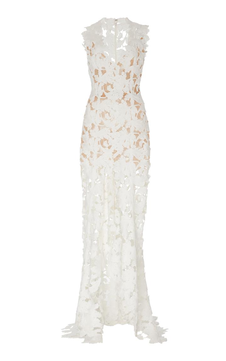 Moda Operandi Oscar De La Renta Guipure V-neck Gown Size: 0
