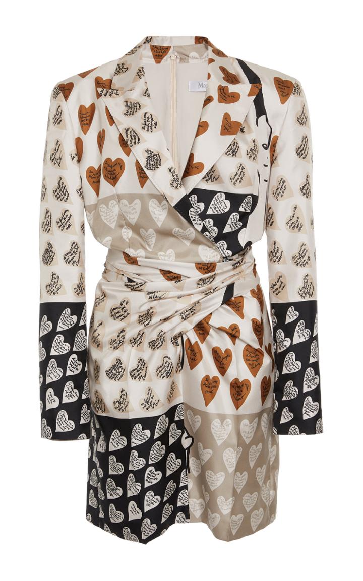 Max Mara Patata Sketch Printed Silk Satin Dress