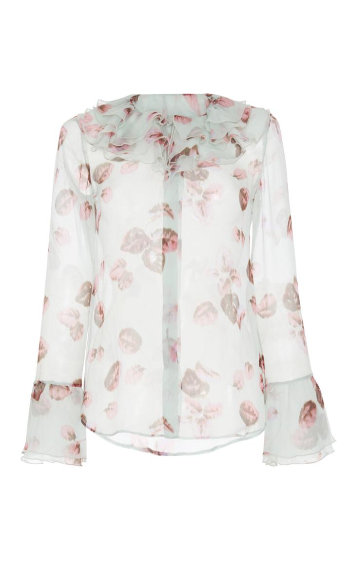 Luisa Beccaria Printed Georgette Long Sleeve Shirt