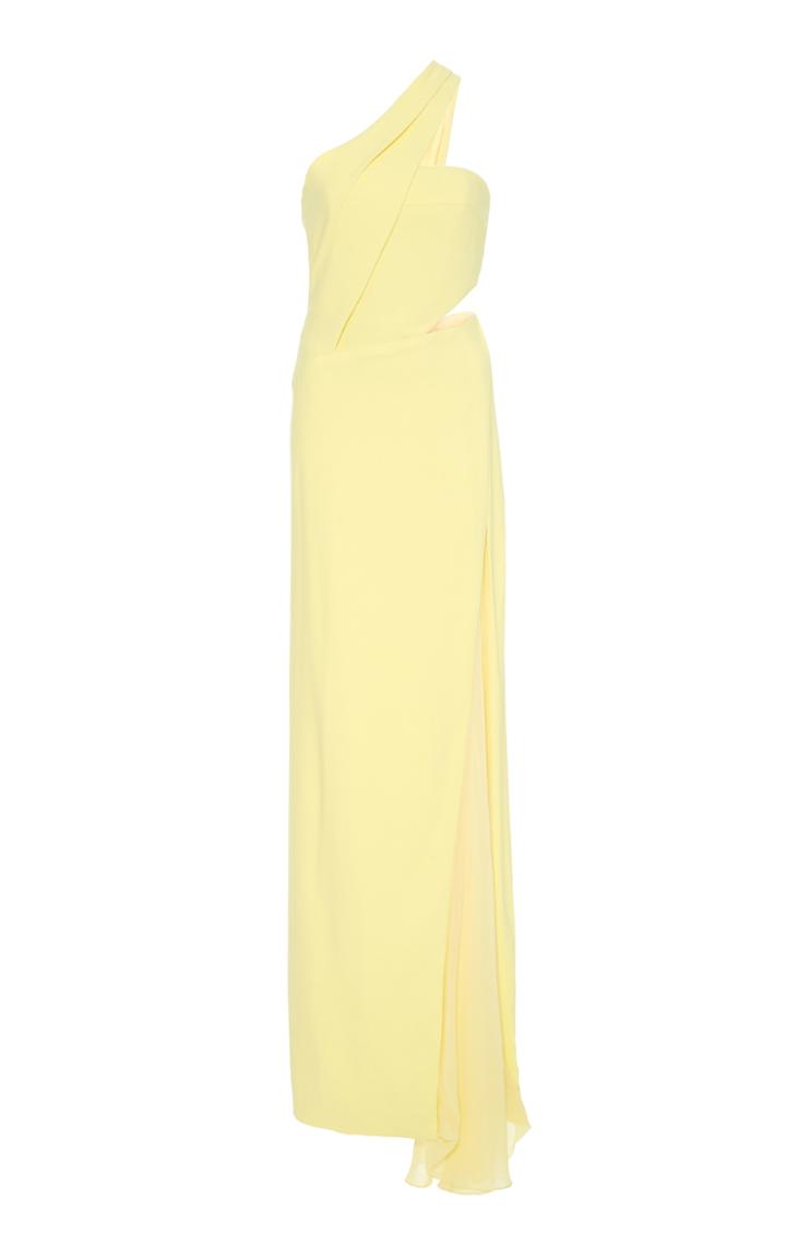 Pamella Roland One Shoulder Illusion Gown