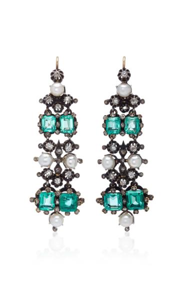 Gioia Antique Emerald Pearl And Diamond Drop Earrings