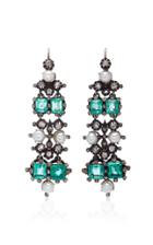 Gioia Antique Emerald Pearl And Diamond Drop Earrings