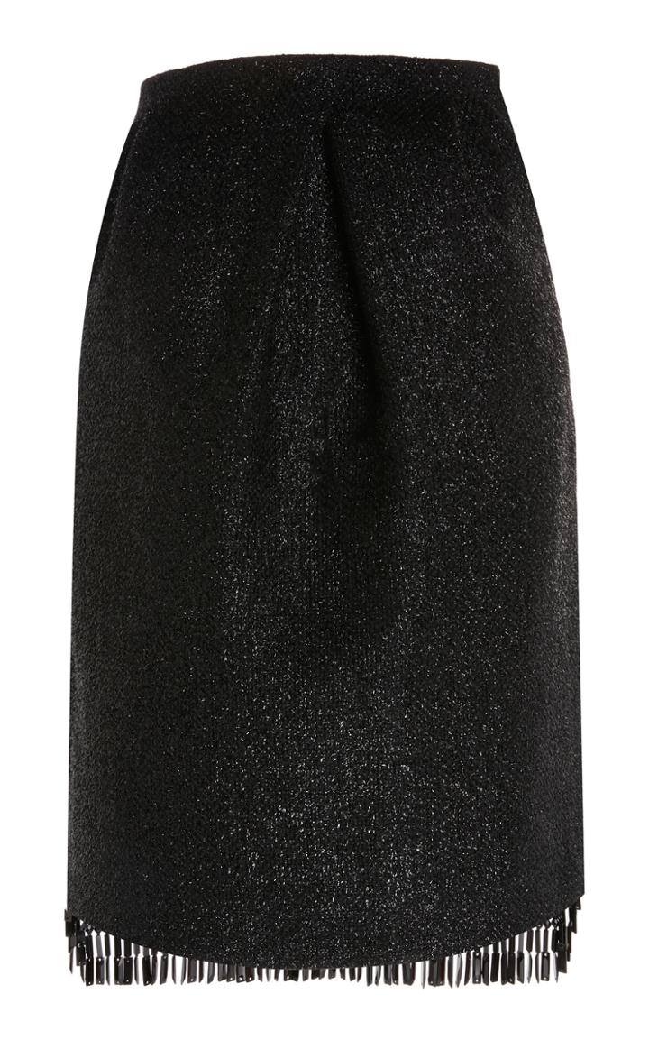 Rochas Embellished Wool-blend Boucle Skirt