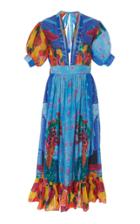 Carolina K Greta Deep Neck Cotton-blend Midi Dress