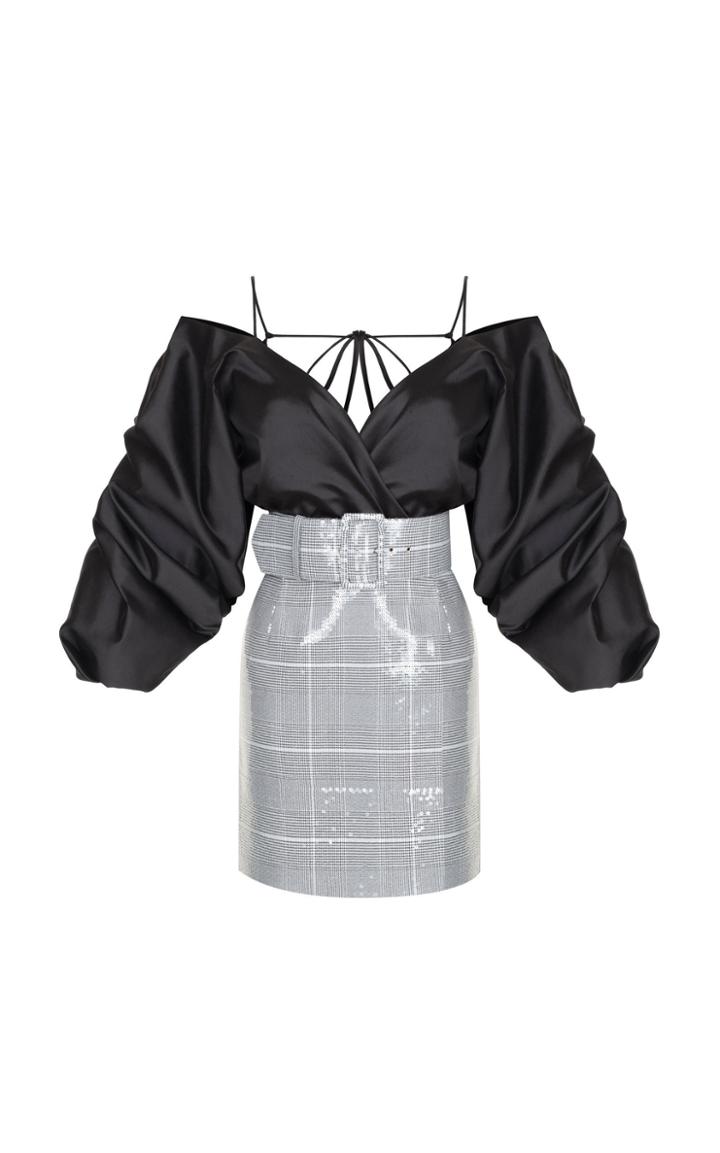 Rasario Sequined Plaid Silk-blend Dress