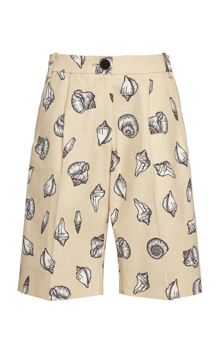 Moda Operandi Rowen Rose Printed High-rise Cotton Short Size: 32