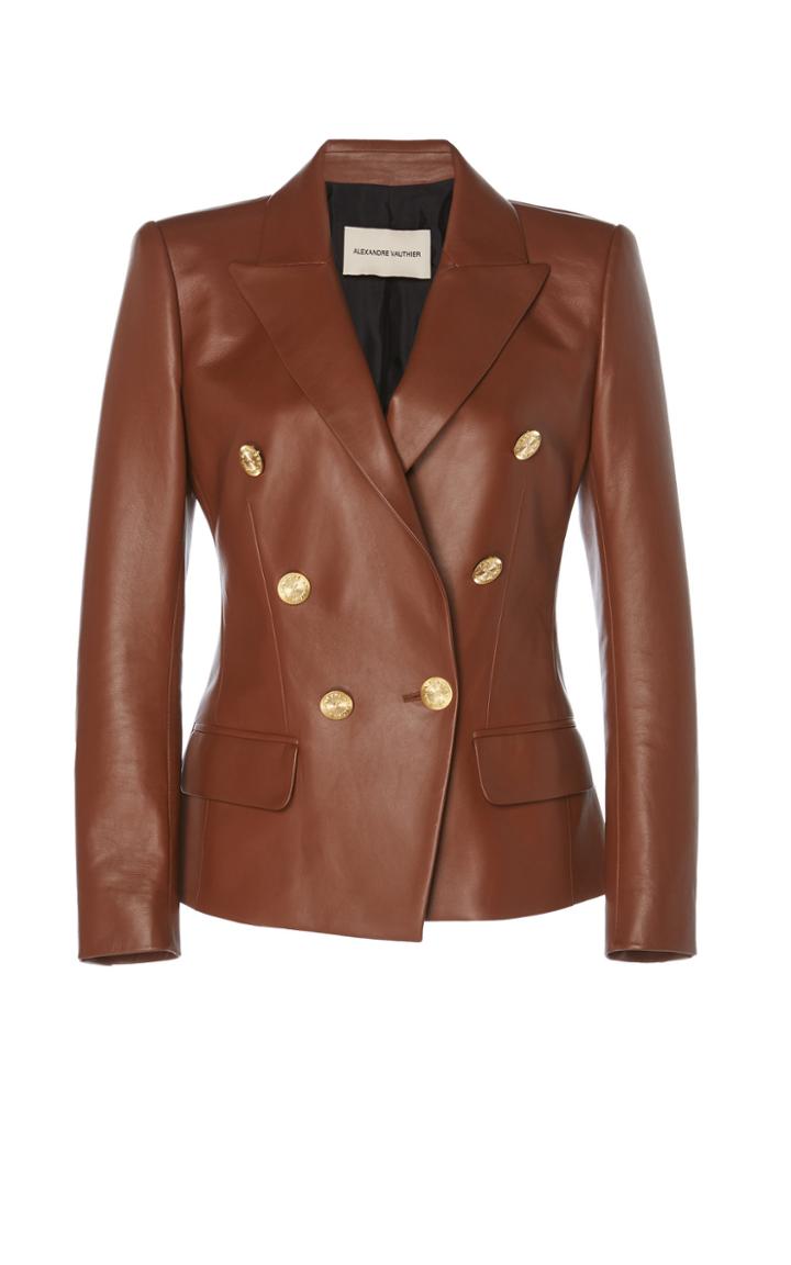 Alexandre Vauthier Double Breasted Leather Blazer Jacket