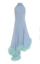 Moda Operandi George Keburia Malibu Asymmetric Feather-trimmed Georgette Midi Dress