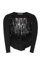 Alessandra Rich Wool Crepe Embellished Lace Top