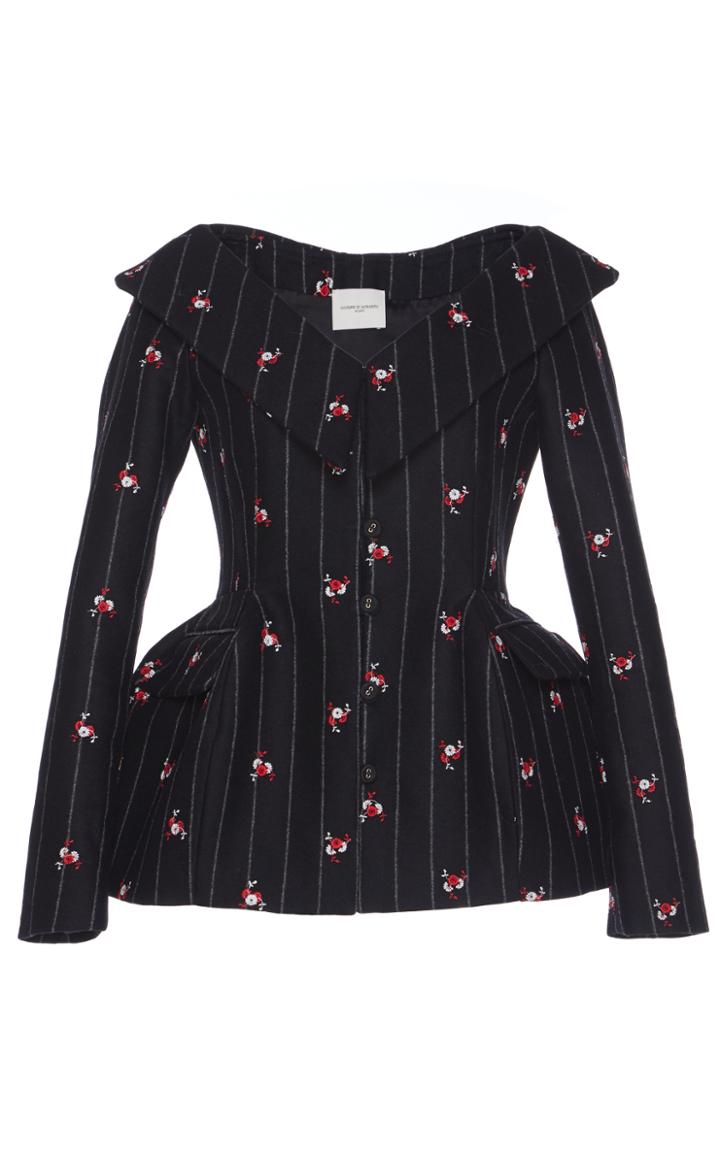 Giuseppe Di Morabito Floral Embroidered Pinstripe Panier Jacket