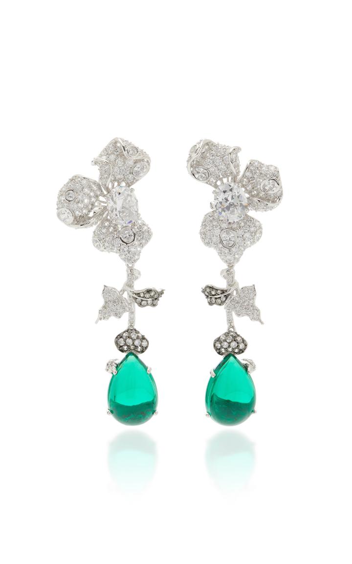 Anabela Chan Orchid 18k Gold Vermeil Diamond, Emerald Earrings