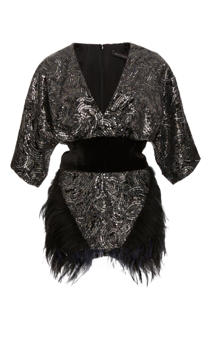 Sally Lapointe Sequin Embellished Velvet Top