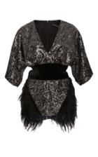 Sally Lapointe Sequin Embellished Velvet Top