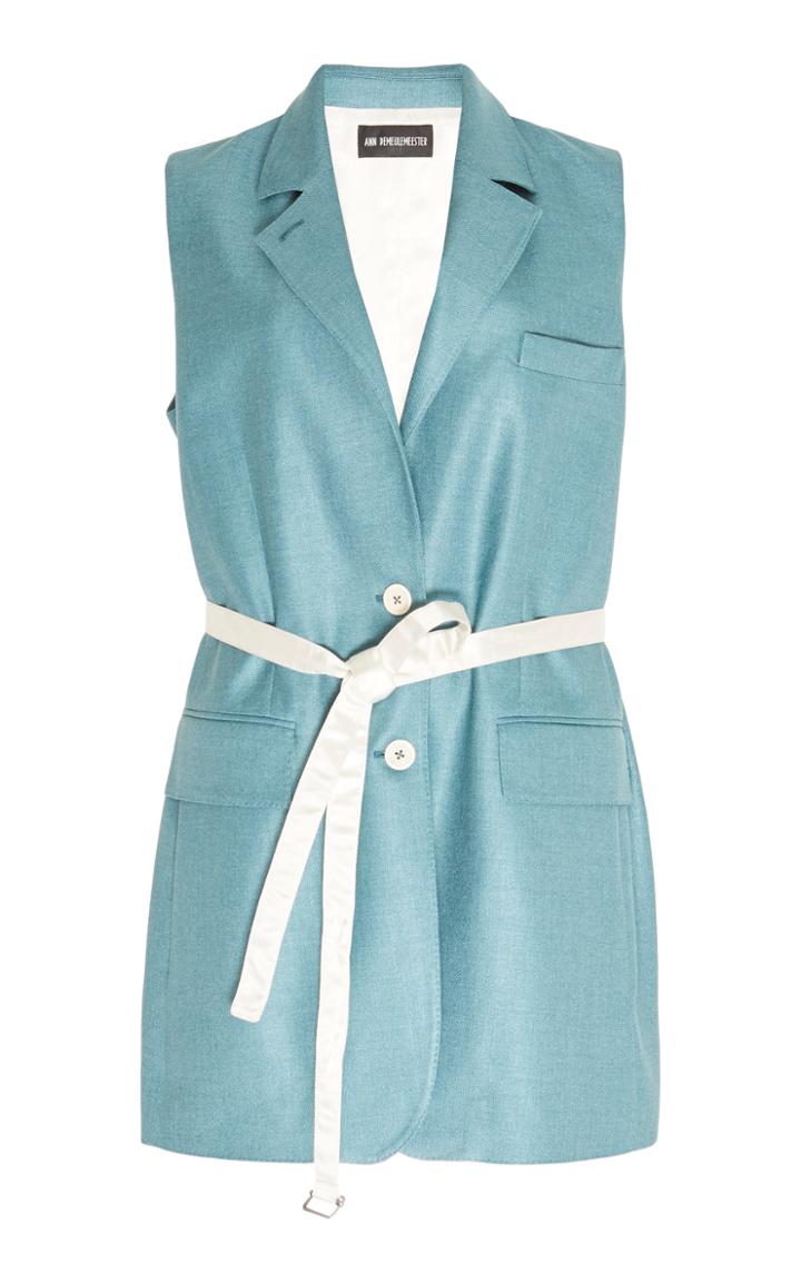 Ann Demeulemeester Belted Silk And Virgin Wool-blend Vest