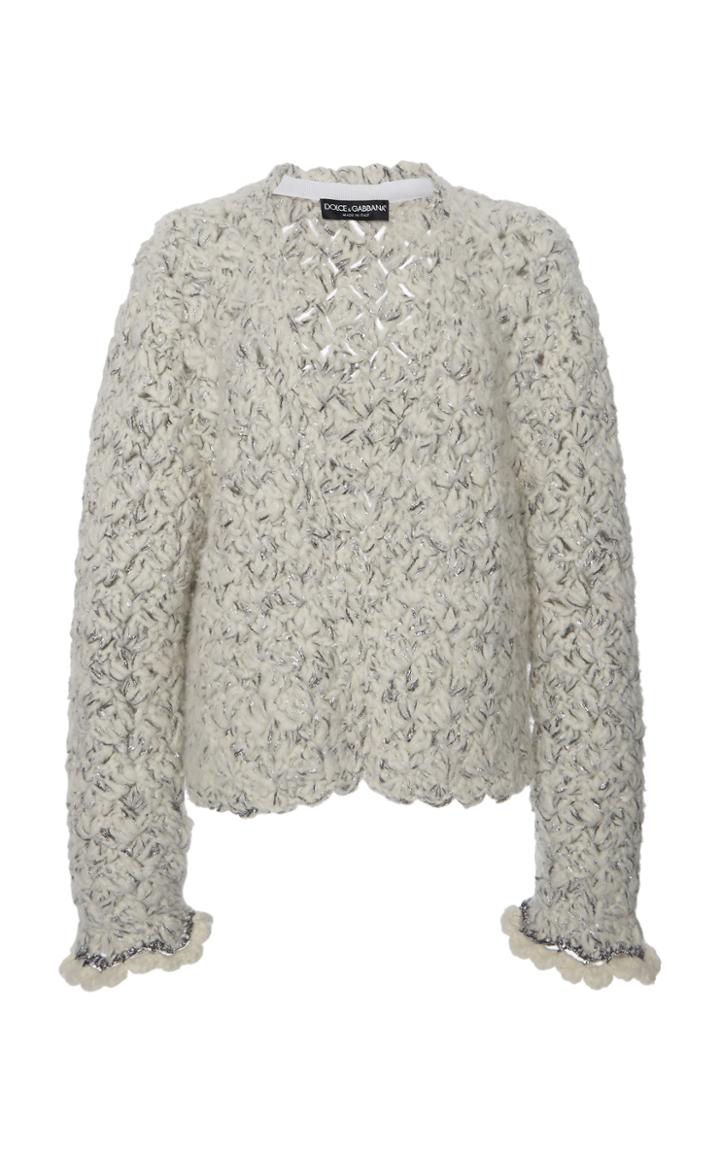 Moda Operandi Dolce & Gabbana Frilled Crochet-knit Cardigan