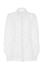 Costarellos Blouson Sleeve Broderie Anglais Cotton Shirt