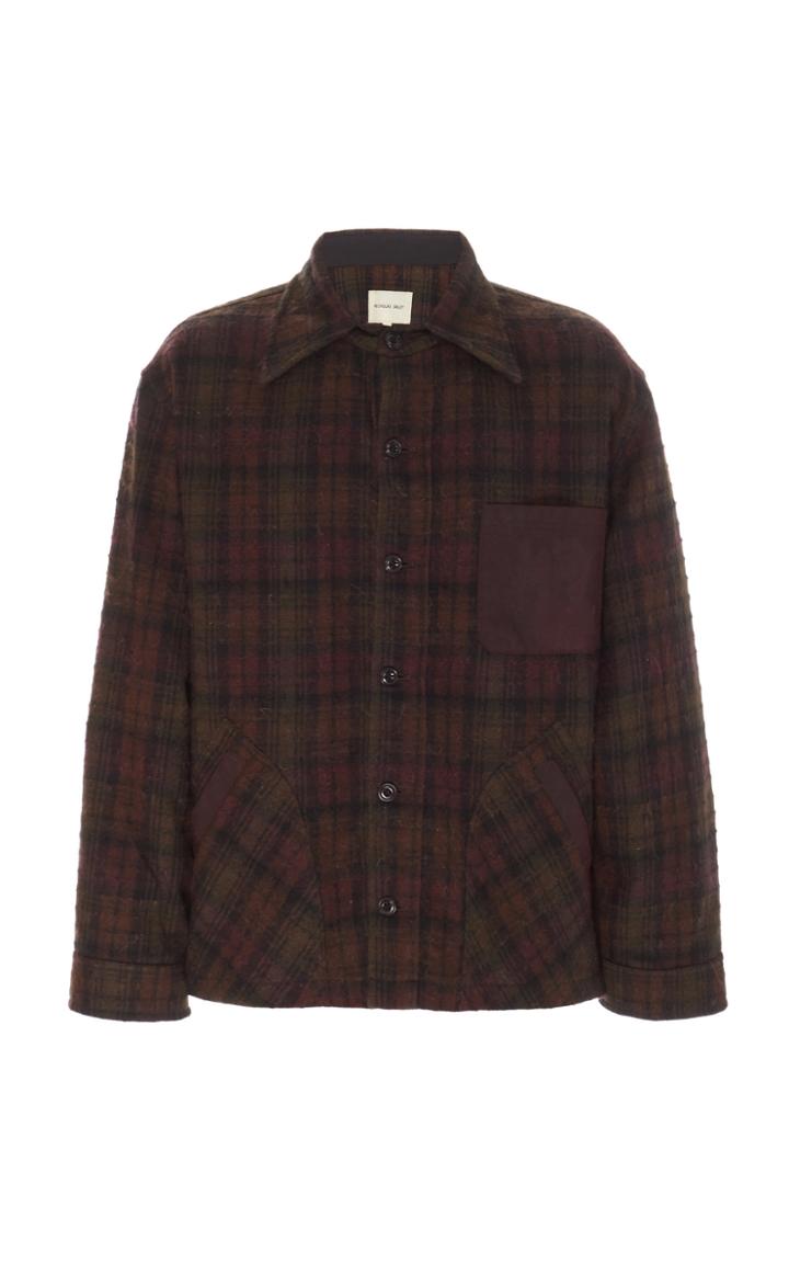 Nicholas Daley Yussef Brushed Plaid Wool And Mohair-blend Jacket