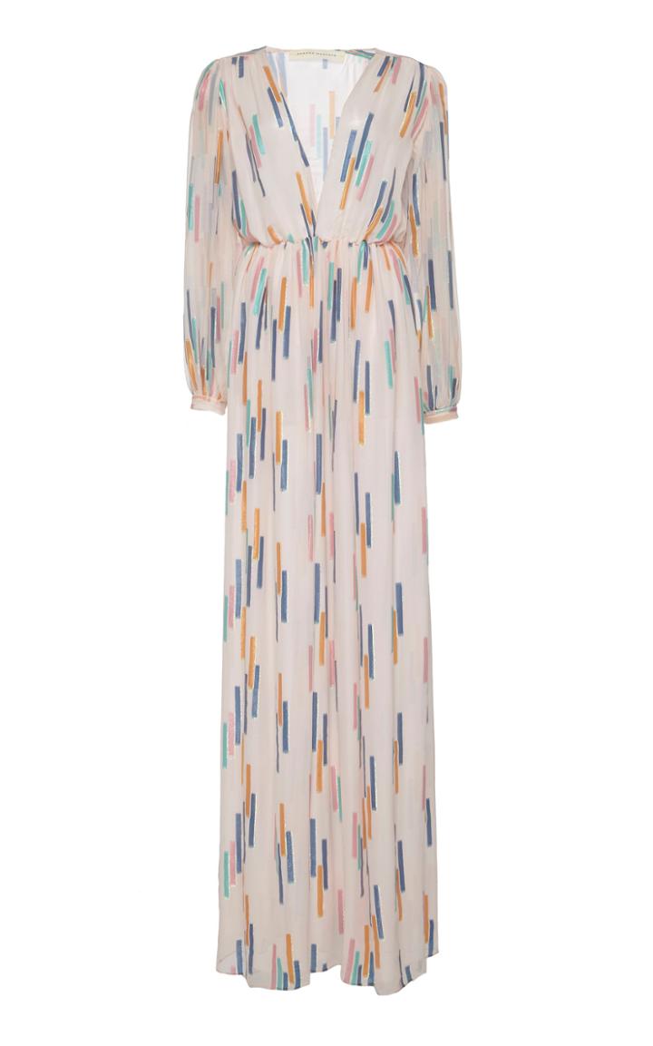 Sandra Mansour Vacances Douces V-neck Silk Lurex Dress