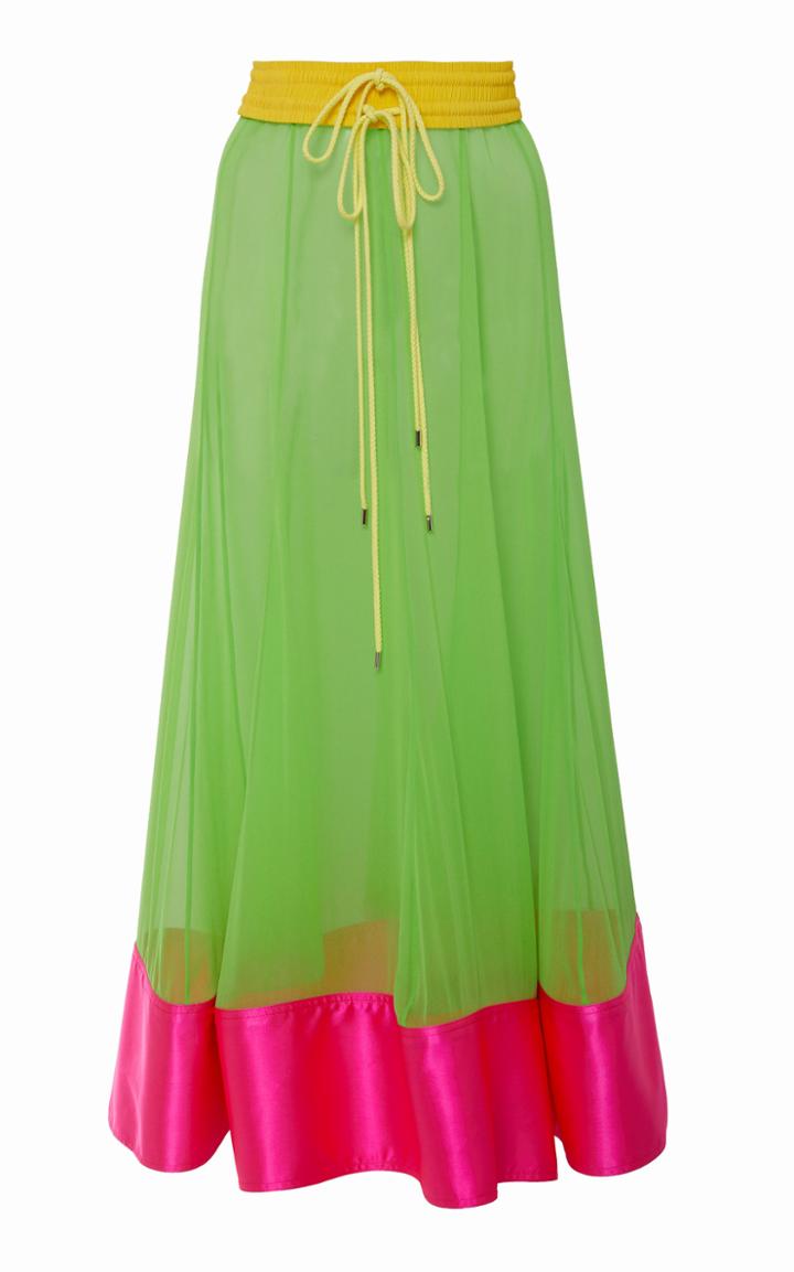Prabal Gurung Bombo Silk-chiffon Midi Skirt