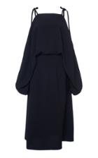 Moda Operandi Prada Cold Shoulder Tie Detail Midi Dress Size: 36