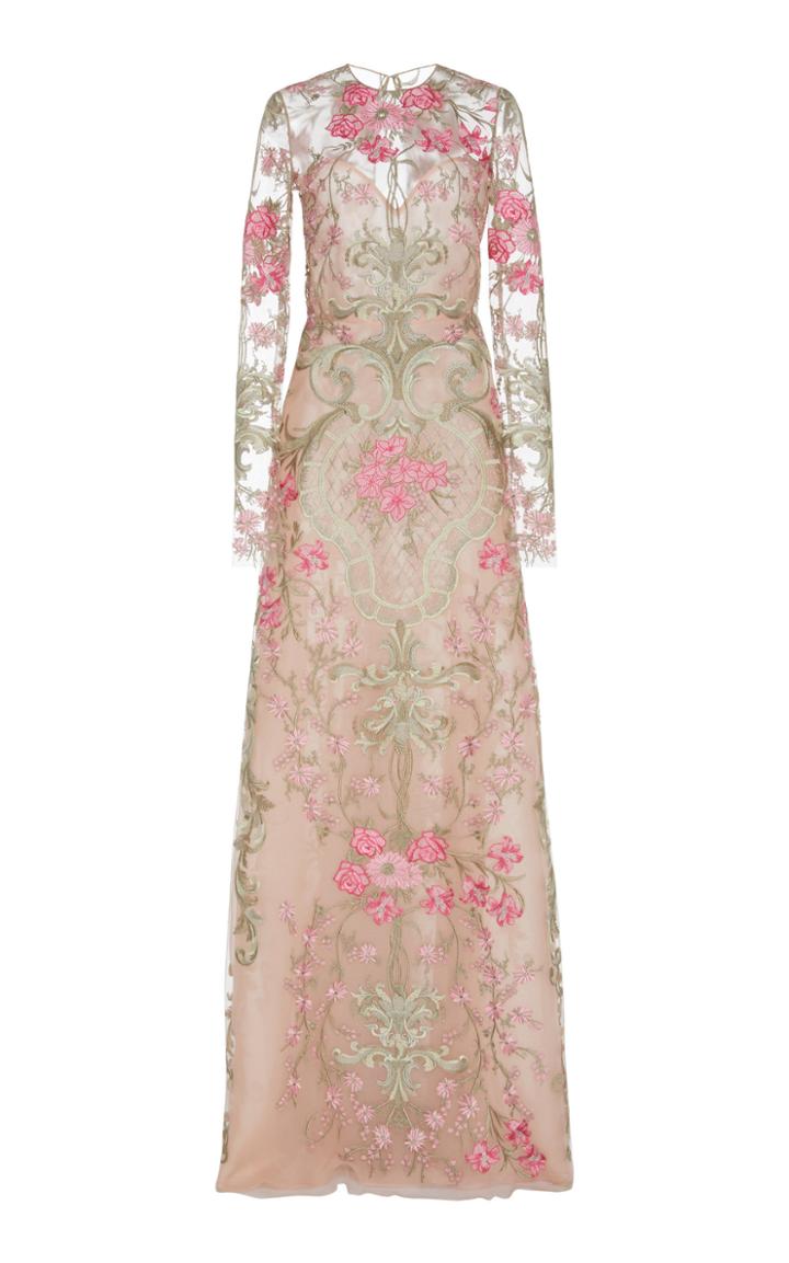 Naeem Khan Floral-embroidered Tulle Gown Size: 2