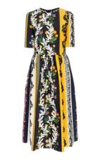 Oscar De La Renta Short Sleeve Printed Midi Dress