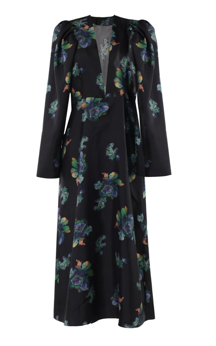 Lake Studio Floral Deep V Midi Dress