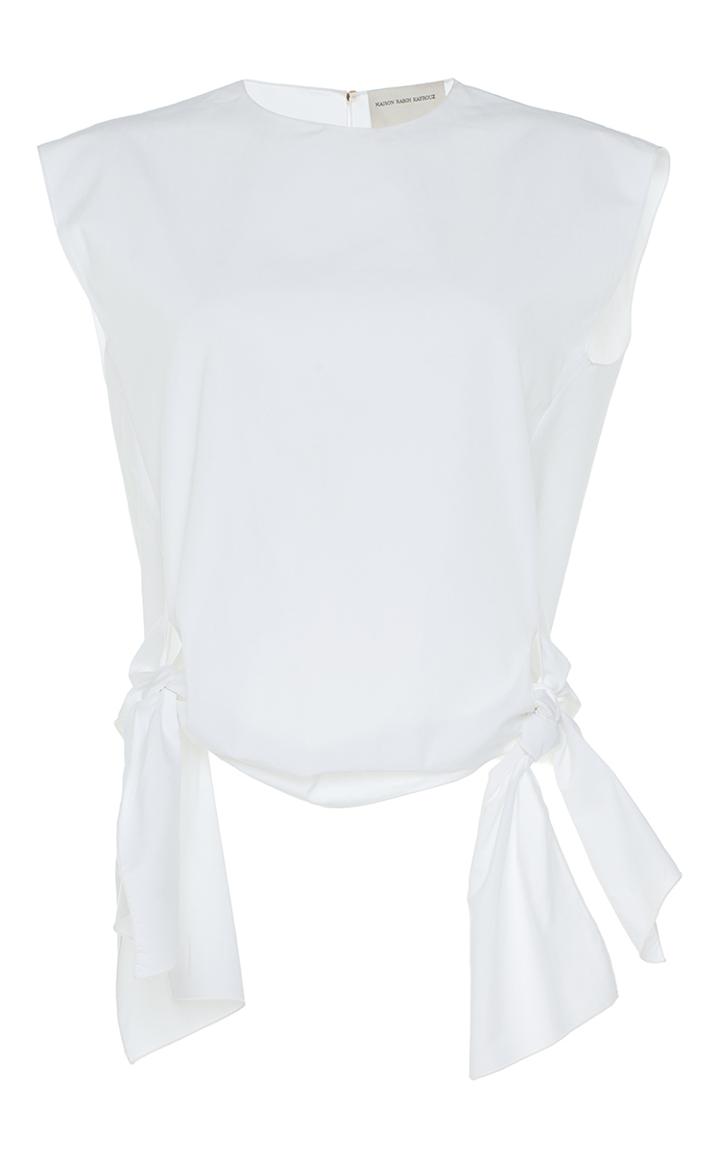 Maison Rabih Kayrouz Poplin Side Tie Blouse