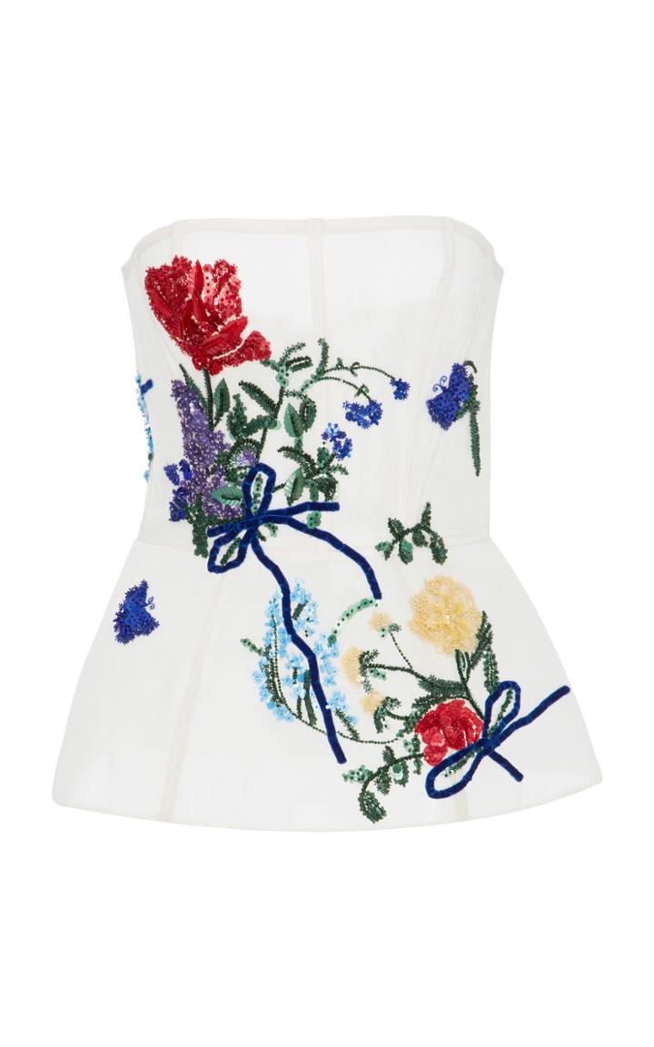 Monique Lhuillier Sequin Embroidered Corset Top