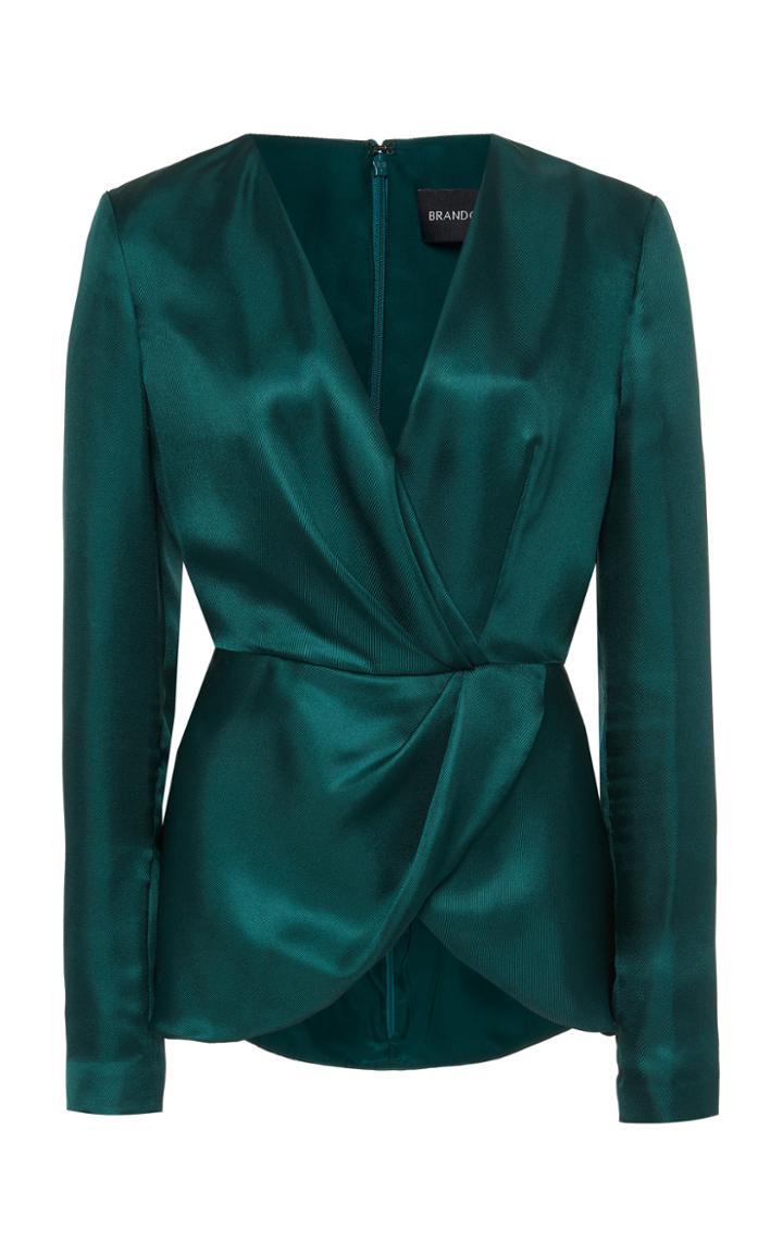 Brandon Maxwell Asymmetric Wrap-effect Silk Top Size: 6