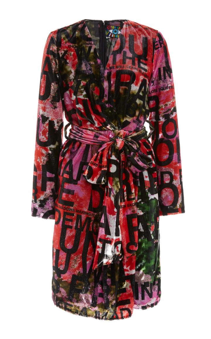 Moda Operandi Libertine A Dream For Winter Printed Velvet Midi Wrap Dress