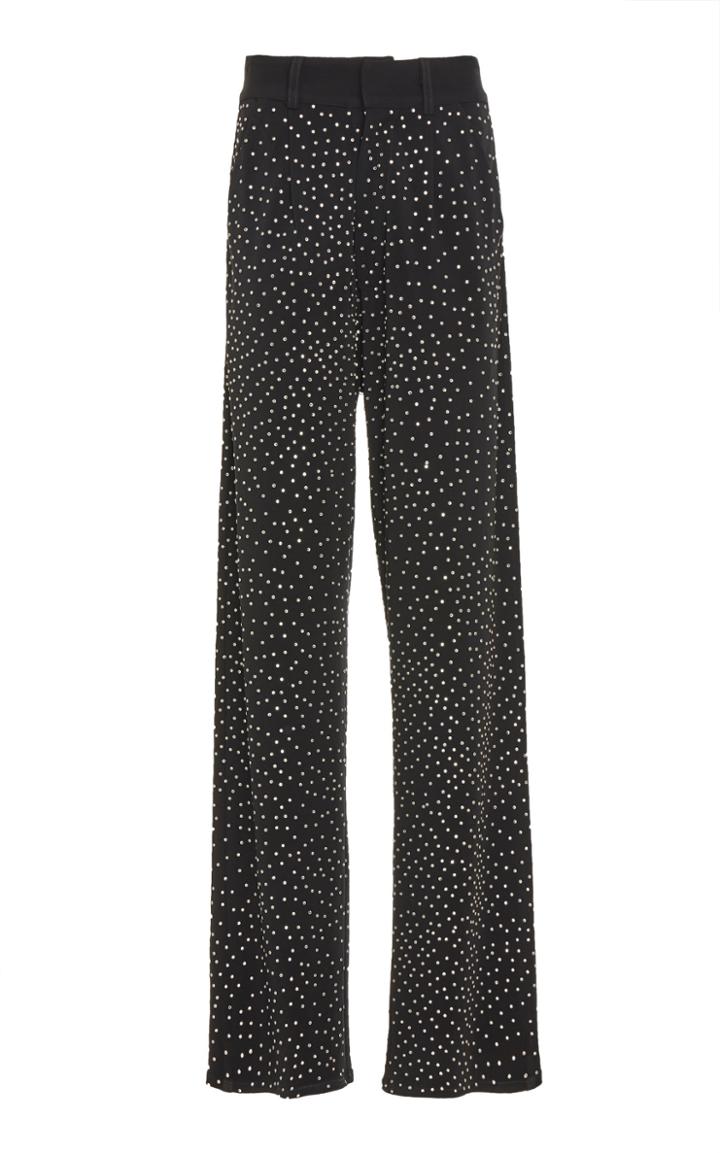 Balmain Crystal Detail Wide-leg Jersey Pants